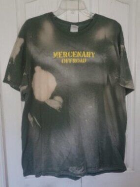 Distressed Bleach Dyed Graphic Tee Mercenary Offroad Grunge Style Shirt